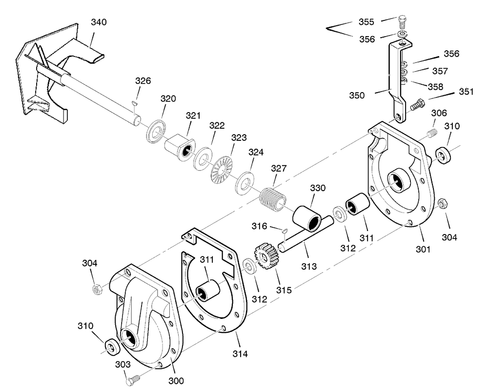 Gear Case Diagram and Parts List for 633134X54C 2004 Briggs and Stratton Snow Blower